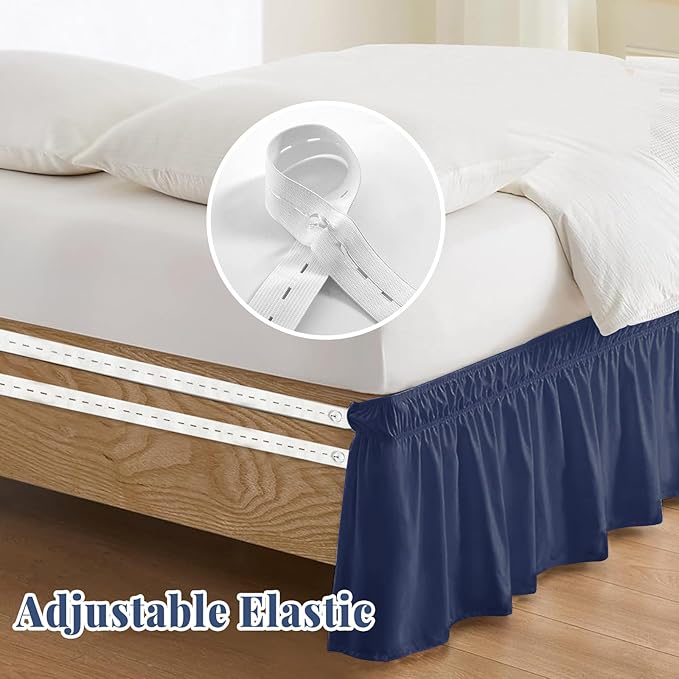 Twin Bed Skirt, Elastic Wrap Around Bed Skirt Twin Size, Bed Skirts - Image 4