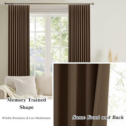 KEQIAOSUOCAI Chocolate Brown Blackout Curtains 108 Inches Long 9 feet Tall - Image 6