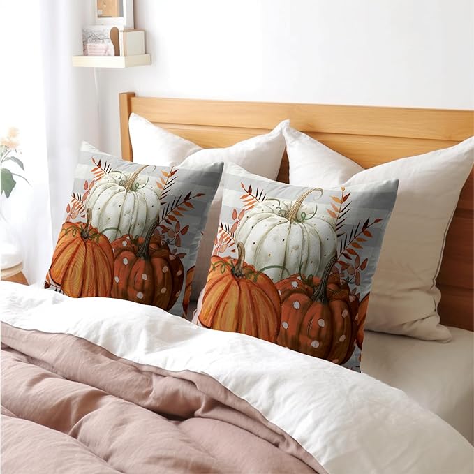 Fall Pumpkins Outdoor Pillows 18x18 Inch Set of 2 Autumn Harvest Pumpkin - Image 8