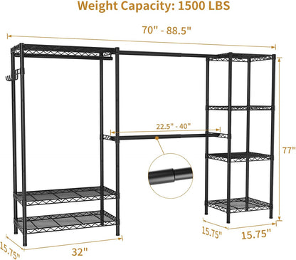 golpart heavy duty clothes rack metal wardrobe with, side view
