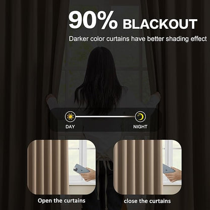 KEQIAOSUOCAI Cappuccino Pinch Pleated 72 Inch Wide Curtains 72 x 100, Thermal - Image 3