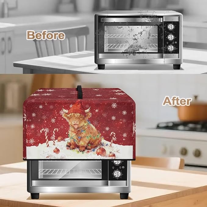 Microwave Oven Dust Cover, Christmas Highland Cattle Waterproof Polyester Dust - Image 4