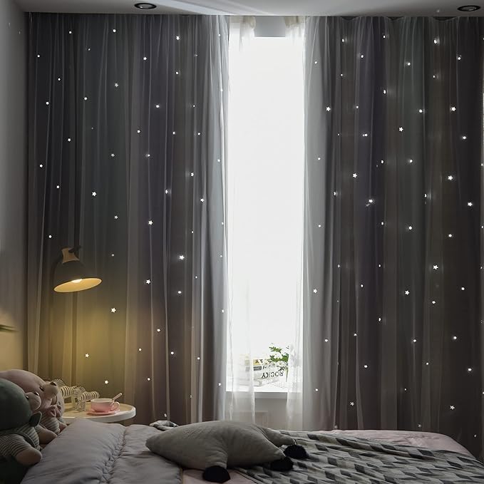 Kinryb Christmas Overlay Star Cut Out Colorful Kids Curtains - Image 4