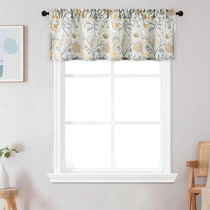 Leeva Kitchen Valances for Windows, 1 Panel Linen Textured Decorative Valance - Image 2
