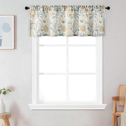 Leeva Kitchen Valances for Windows, 1 Panel Linen Textured Decorative Valance - Image 2