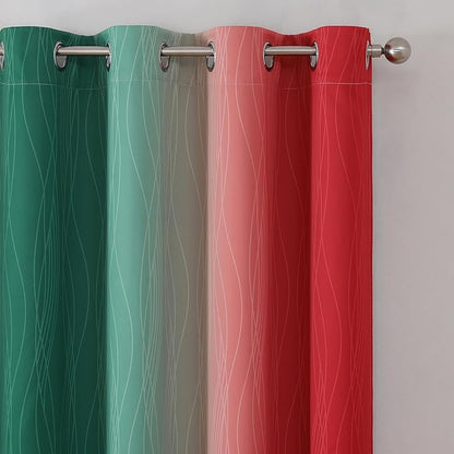 Estelar Textiler Red and Green Blackout Curtains 45 Inch Length, Full Room - Image 4