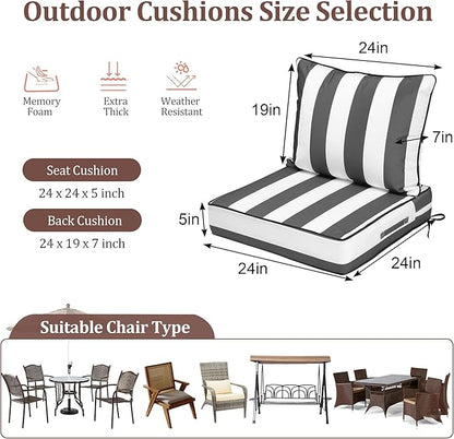 Waterproof Outdoor Chair Cushion Set of 2, Outdoor Cushions - Image 2