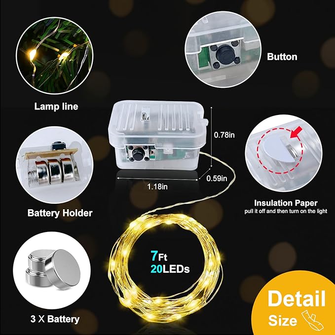 pozzolanas 100 Pack Warm White Battery Operated String Lights - 7ft Waterproo...