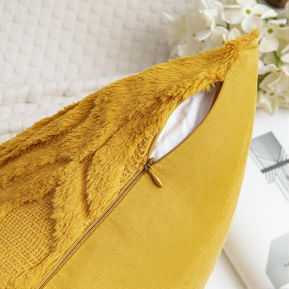 MIULEE Mustard Yellow Fall Throw Pillow Covers 16x16 Inch, Soft Plush Faux Wool - Image 6
