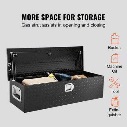 vevor heavy duty aluminum truck bed tool box, close-up detail
