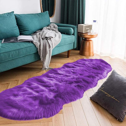 Latepis Runner 2x6 Purple Sheepskin Throw Rugs Washable Faux Fur Rug Shag by Latepis