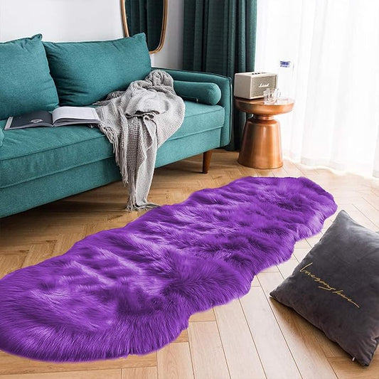 Latepis Runner 2x6 Purple Sheepskin Throw Rugs Washable Faux Fur Rug Shag by Latepis