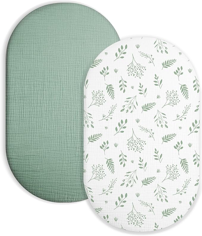 Bassinet Sheet for Baby Boy and Girl 2 Pack, Fitted Sheets for Rectangle by Meowcards