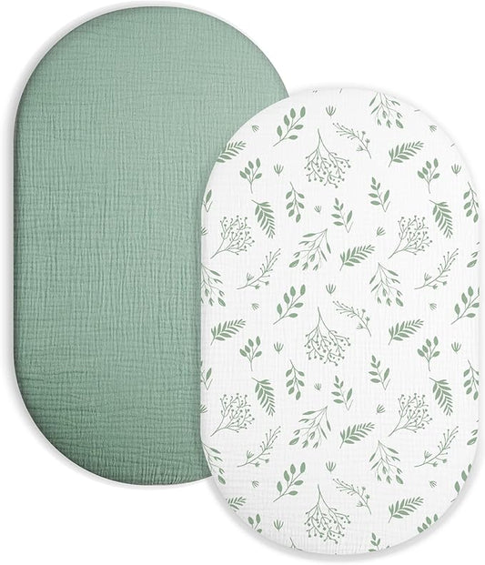 Bassinet Sheet for Baby Boy and Girl 2 Pack, Fitted Sheets for Rectangle by Meowcards