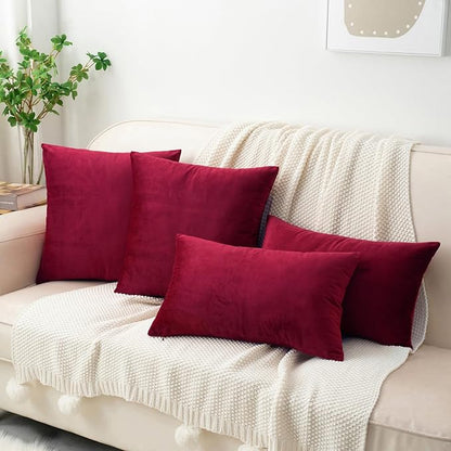 HWY 50 Burgundy Red Velvet Rectangular Throw Pillow Covers 12x20 Inch - Image 2