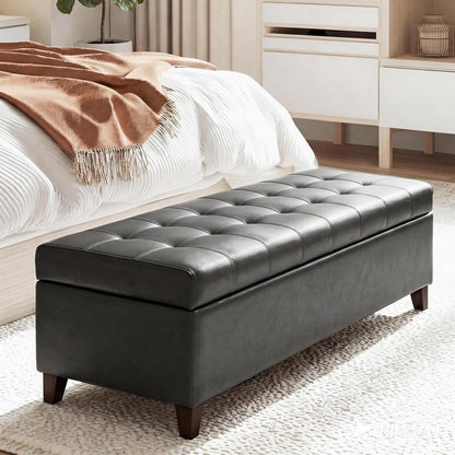 joveco 51 inch storage bench,leather tufted storage ottoman, main product view