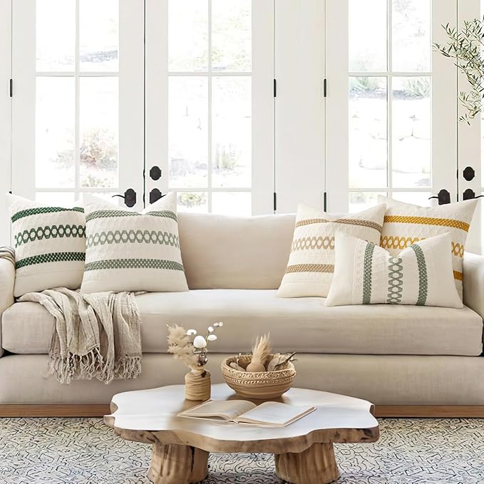 MIULEE Set of 2 Sage Green Boho Decorative Lumbar Pillow Covers 12x24 Inch - Image 6