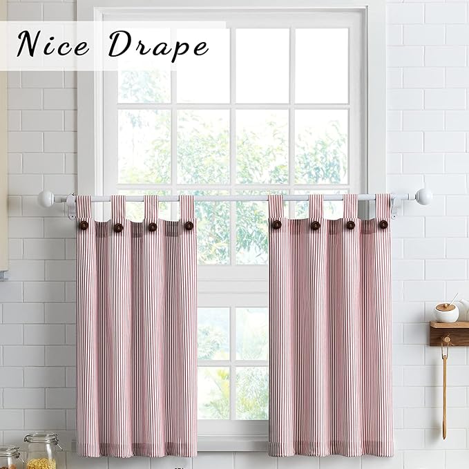 July Joy Cotton Kitchen Curtain Tab Top Valance and Tiers Set - Image 2