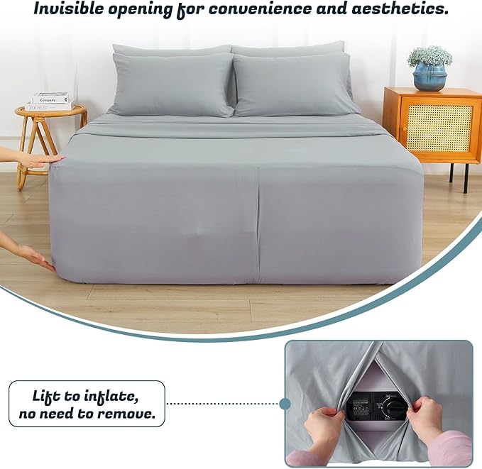 Queen Sheet Set for Air Mattress, 6 Piece Air Bed Sheets Set - Image 2