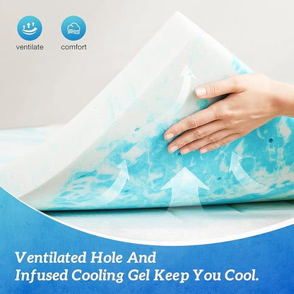 Sweetcrispy Mattress Topper Full, 3 Inch Thick Memory Foam Gel Infused Cooling - Image 4
