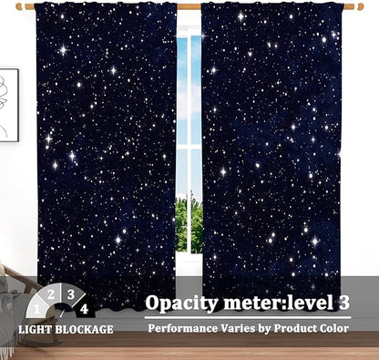 Renaiss 42 x 84 Inch Space Starry Night Sky Half Window Curtains - Image 3