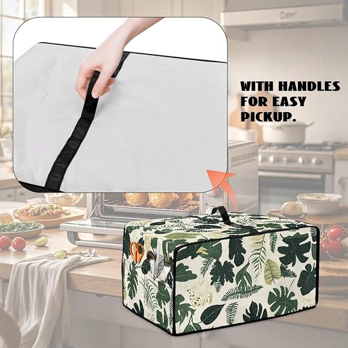 Monstera Palm Leaf Print Microwave Oven Dust Cover Foldable Microwave Toaster - Image 5