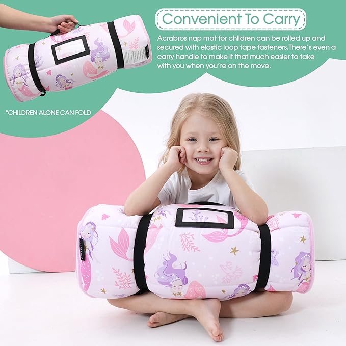 ACRABROS Toddler Nap Mat with Pillow and Blanket, Extra Large Rolled Napping - Image 6