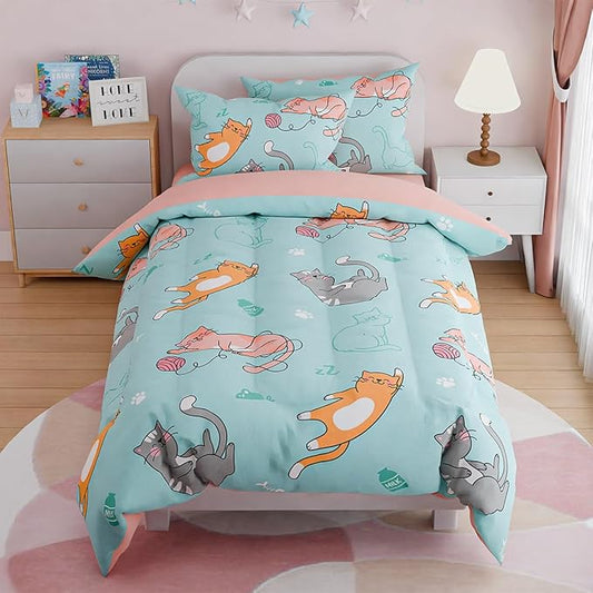 SANDJEST Cat Comforter Set Twin by SANDJEST