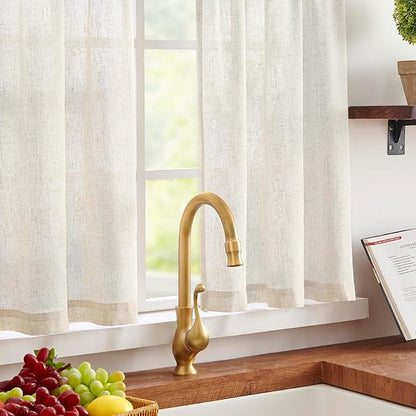 jinchan Tier Curtains 24 Inch for Small Window Linen Blend Cafe Curtains - Image 2