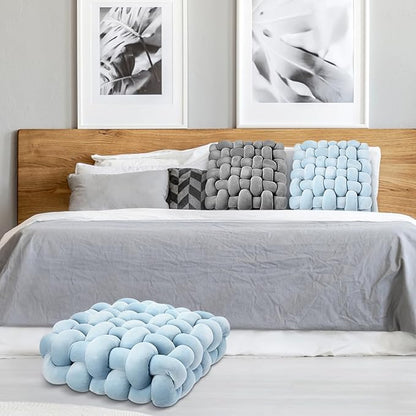 Wenqik 2 Pcs Knot Pillows Square Knotted Plush Throws Soft Accent Pillows - Image 6