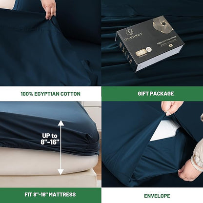 100% Egyptian Cotton Sheets Cal King Sheet Set 1000 Thread Count Sateen Weave - Image 4
