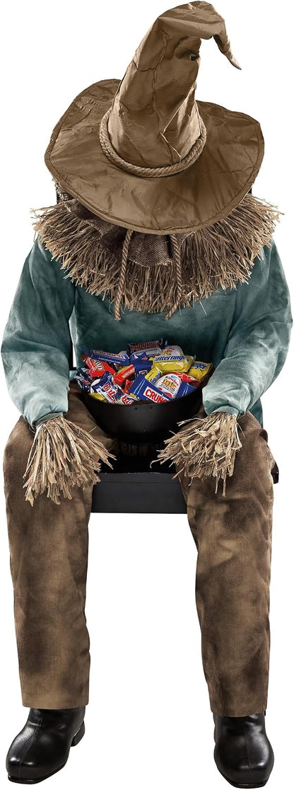 Spirit Halloween 4 Ft 6 In Scary Sitting Scarecrow Animatronic, Multicolor