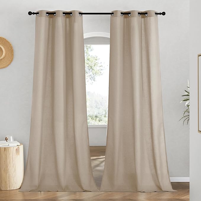 NICETOWN Rustic Linen 96 inch Long Curtains by NICETOWN