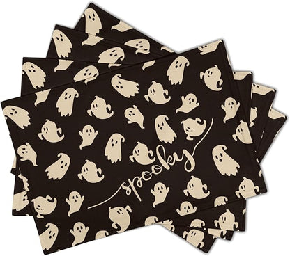Giwawa Halloween Placemats Set of 4, 12x18 Inch Spooky Gothic Ghosts Black - Image 2