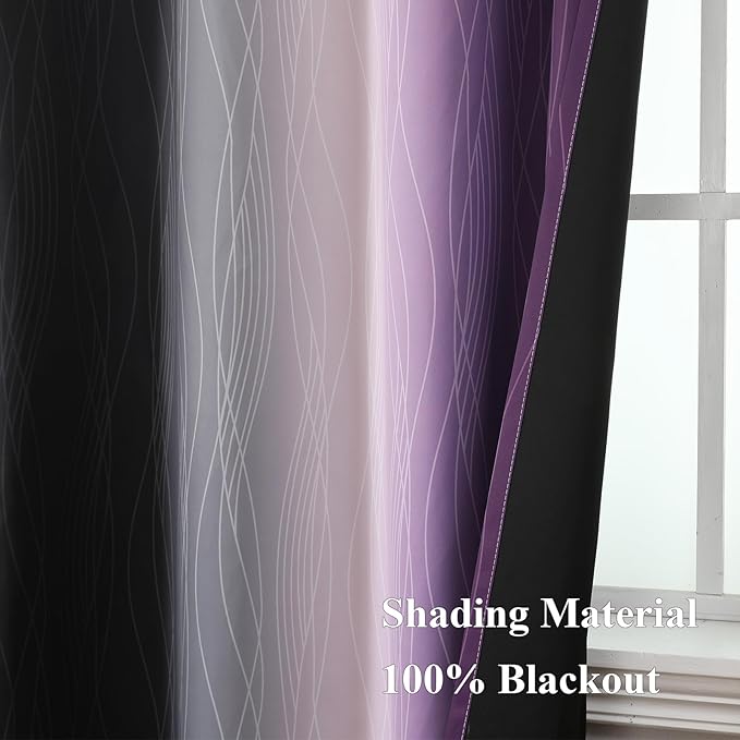 Estelar Textiler Black and Purple Ombre Blackout Curtains 54 Inch Length 2 - Image 5