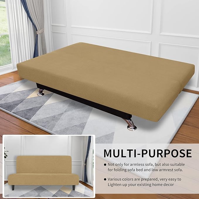 Easy-Going Stretch Futon Slipcover Armless Futon Bed Cover Furniture Protector - Image 5