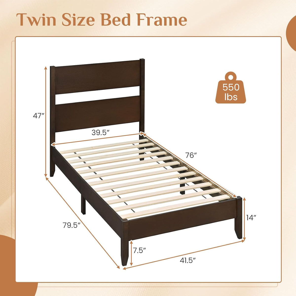 giantex twin size wooden bed frame with slatted shown in use