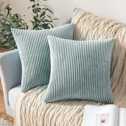 MIULEE Pack of 2 Corduroy Pillow Covers Soft Soild Striped Throw Pillow Covers by MIULEE