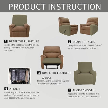 Easy-Going Recliner Stretch Sofa Slipcover Sofa Cover 4-Pieces Furniture - Image 5