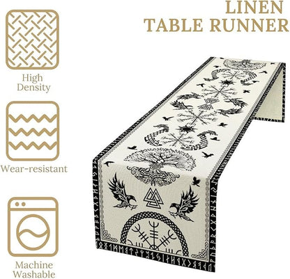 Viking Tree of Life Table Runner, Raven Helmet of Awe Seasonal Table Runner - Image 6