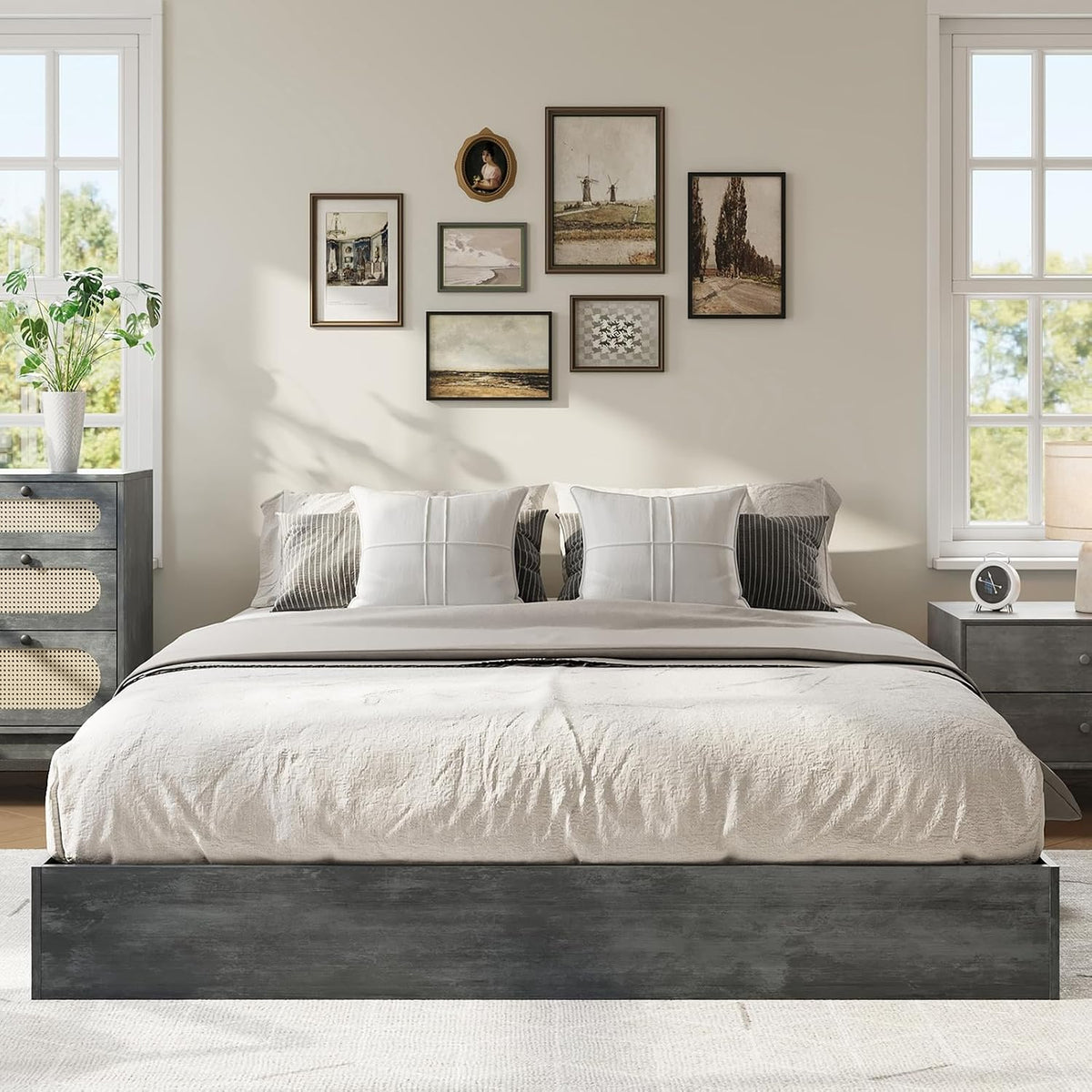 idealhouse platform bed frame twin size,wood bed frame, main product view