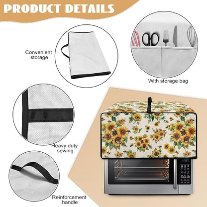 Sunflower Bee Print Toaster Oven Cover Dust-Proof Microwave Oven Cloth Cover - Image 6
