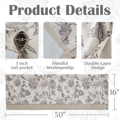 jinchan Floral Valance Curtain Linen Kitchen Valance - Image 6