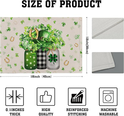 Giwawa 12"x18" Patrick Vases Placemats Set of 4 Lucky Shamrocks Horseshoes - Image 4