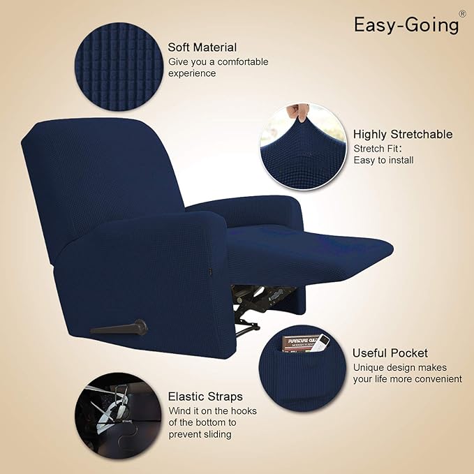 Easy-Going Recliner Stretch Sofa Slipcover Sofa Cover 4-Pieces Furniture - Image 4