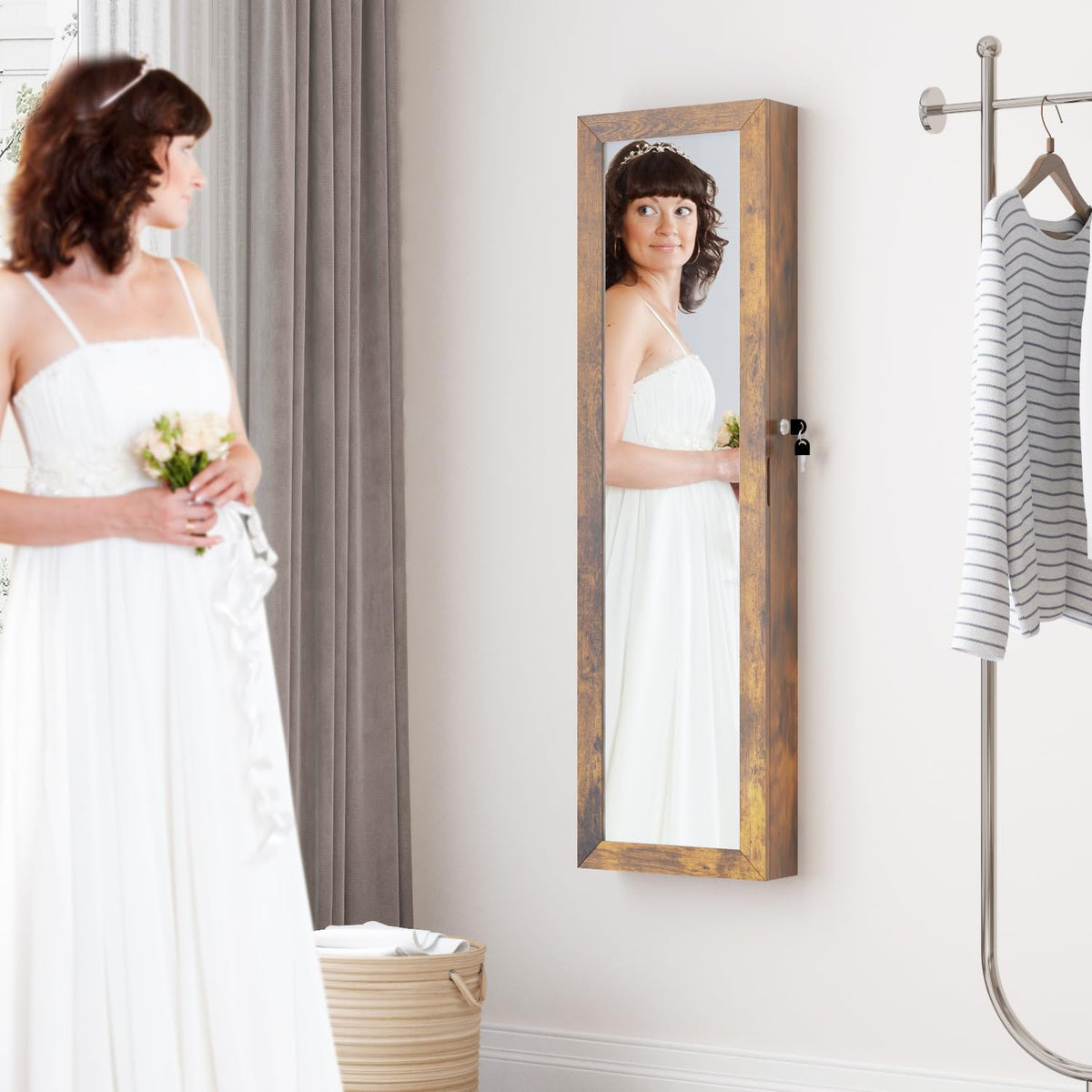 full length mirror jewelry cabinet organizer lockable door, package contents