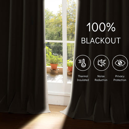 chrisdowa linen blackout curtains 63 inch length 100% shown in use