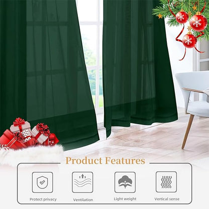 Sheer Curtains 45 Inches Long 2 Panels, Rod Pocket Short Curtain - Image 6