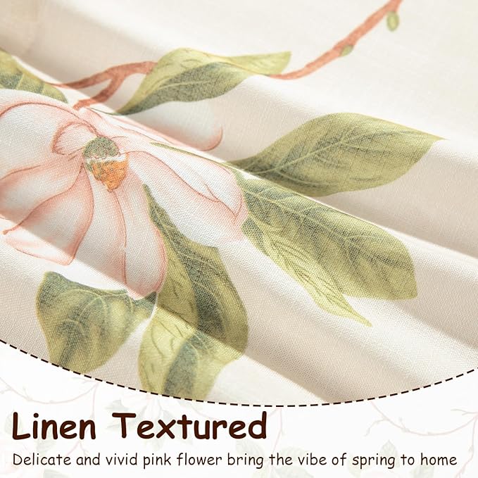 Leeva Pink Floral Printing Kitchen Curtain Valances, Rod Pocket Light Filtering - Image 4