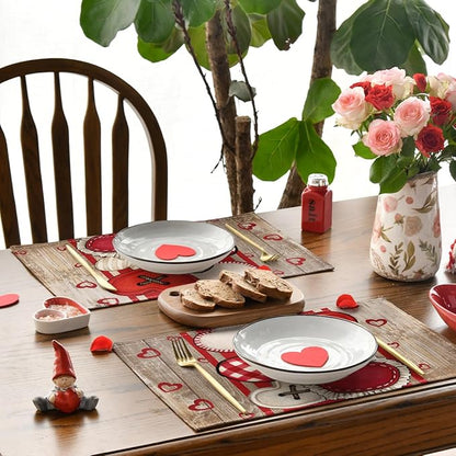 Artoid Mode Wooden Heart-Shaped Buttons Valentine Placemats Set of 4, 12x18 - Image 4